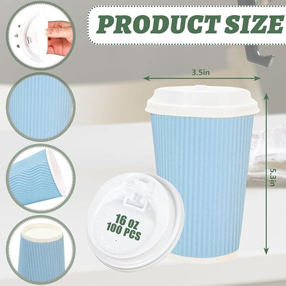 Whaline 100 Pcs Pastel Color Disposable Coffee Cups - Image 2
