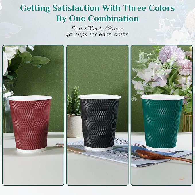 MUCHII 12 oz Paper Coffee Cups, Hot Coffee Tea Chocolate, Office Home Use - Image 6