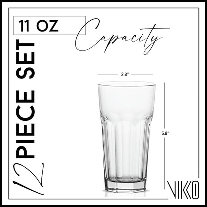 Vikko Drinking Glasses, 11 Ounce Large Glass Cups, Durable Glasses Set of 12 - Image 2