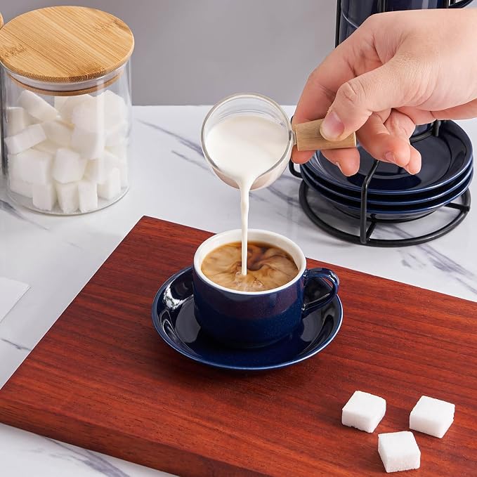 YOLIFE 2.5oz Espresso Cups Set of 4, Porcelain Stackable Espresso Cups - Image 4