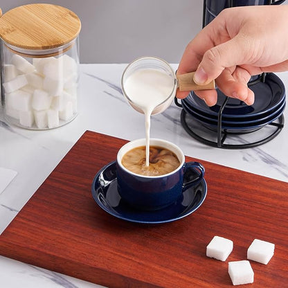 YOLIFE 2.5oz Espresso Cups Set of 4, Porcelain Stackable Espresso Cups - Image 4