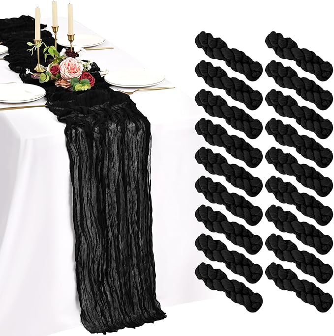 18 Pack Cheesecloth Table Runner 10FT Black Table Runner Boho Gauze Cheese by Showgeous