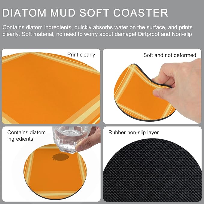 Burnt Orange Coasters Set of 6 Absorbent Coasters - Image 5