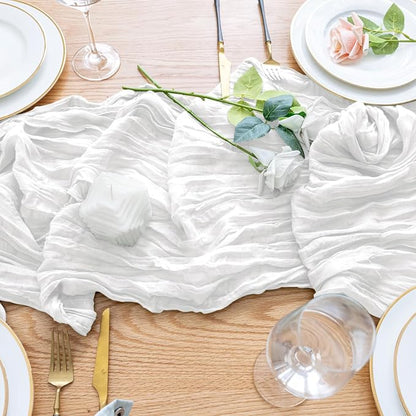 Cheesecloth Table Runner Ivory 10FT Boho Gauze Runner, 12 Pack | 120 Inch - Image 5