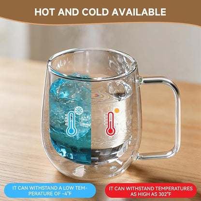 Aurzen 2 Pack Double Walled Glass Coffee Mugs - Image 2