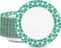Charmount Paper Plates Bulk, 10 Inch Large Paper Plates, 100pcs Disposable Paper Plates, Blue Paper Plates for Parties and Daily Use, Soak Proof, Cut Proof, Green Printed