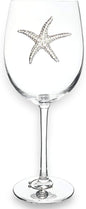 THE QUEENS' JEWELS Starfish Jeweled Stemmed Wine Glass, 21 oz. - Unique Gift for Women, Birthday, Cute, Fun, Beach, Not Painted, Decorated, Bling, Bedazzled, Rhinestone