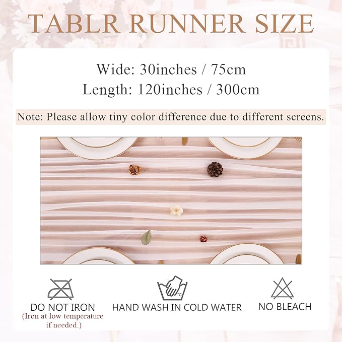 10FT White Chiffon Table Runner 30x120 Inches Romantic Sheer Table Runner Boho - Image 3