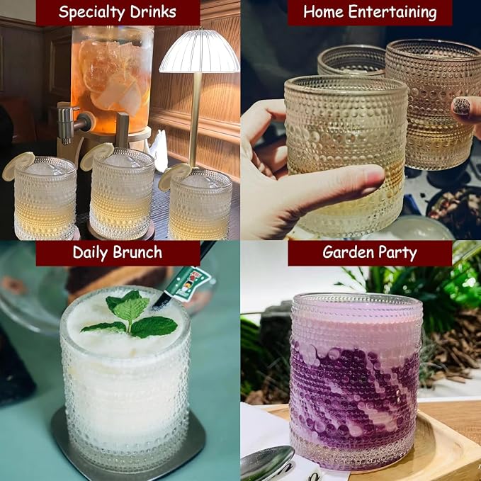 Hobnail Drinking Glasses Set of 6, 10 oz, Cocktail Glasses Vintage Glasses - Image 5