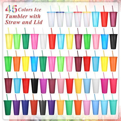 Honeydak 60 Pack Tumbler with Straw and Lid Bulk Glitter Plastic Cups Water - Image 5