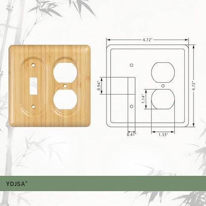 Combination Switch & Outlet Cover Solid Bamboo for Toggle and Duplex Decorative Wall Plate
