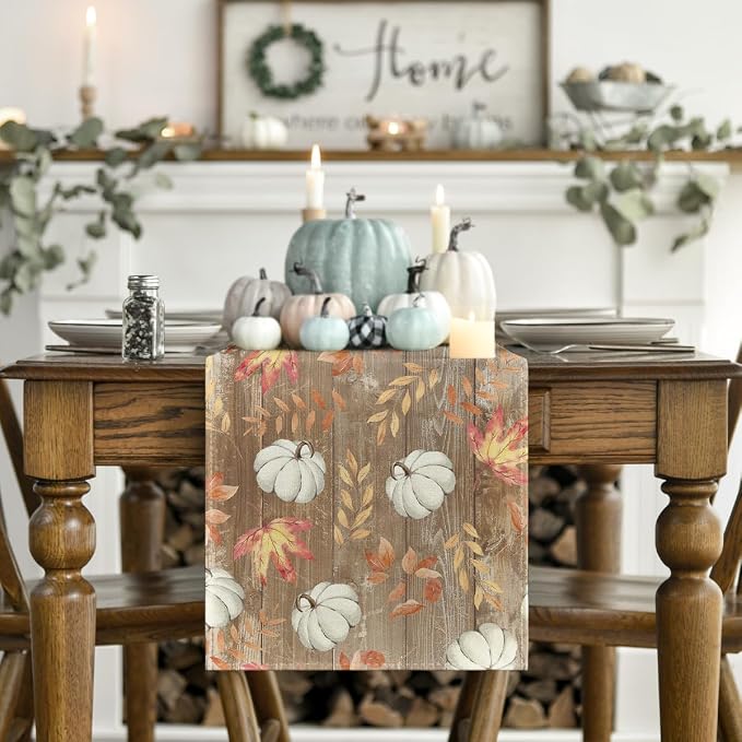 Artoid Mode 210 GSM Fall Table Runner 13x36 Inch Home Party Decor | Pumpkins - Image 2