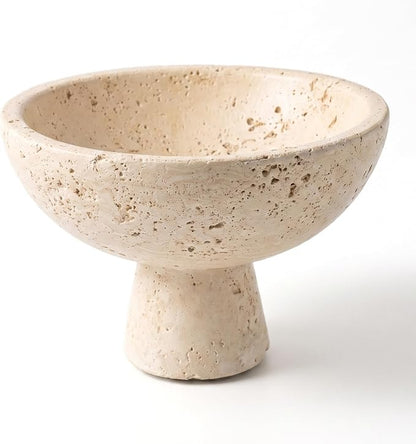 Travertine Style Concrete Pedestal Bowl Wabi-Sabi Organizer | Small 5.5" by Unknown