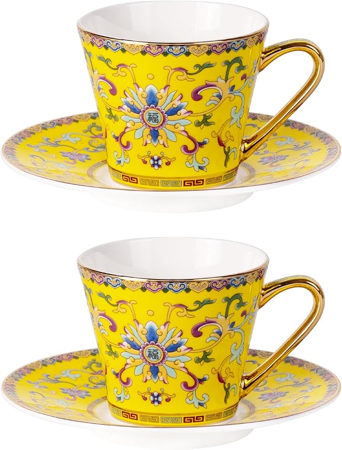 KAMMAK Tea Cup and Saucer, Ceramic Coffee Cups, Afternoon Tea and Entertaining by KAMMAK