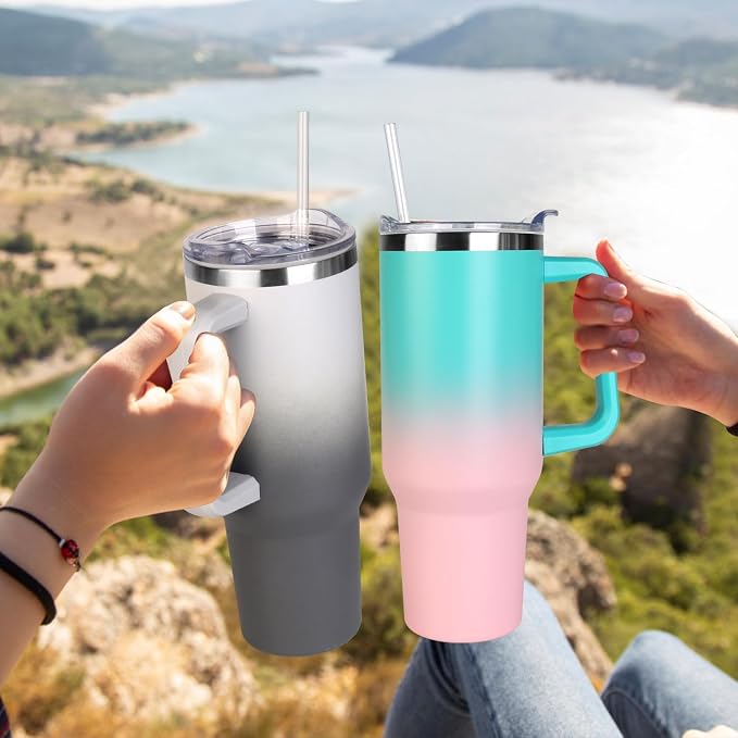 SYACOT 40 oz Tumbler with Handle and Straw Stainless Steel Insulated Tumbler - Image 5