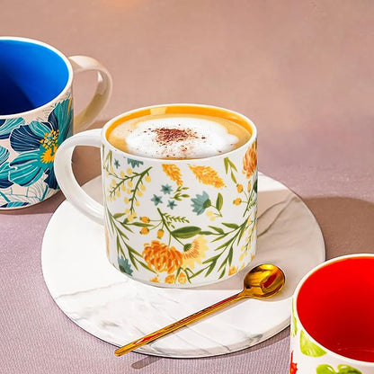 Frcctre Set of 4 Ceramic Coffee Mug Set, Large 15 Ounce Ceramic Tea Cup - Image 8