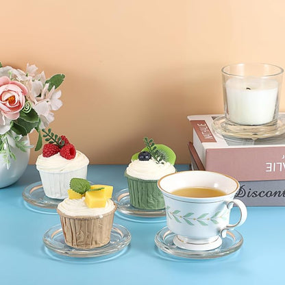 JUXYES Set of 5 Heat-Resistant Clear Glass Coaster - Image 6