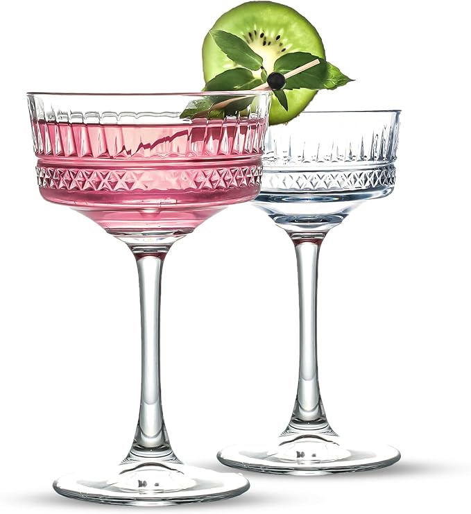 Vintage Coupe Glasses Set of 4, Wine Glasses, Long Stem Glassware - Image 8