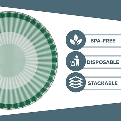 Exquisite Green Plastic Bowls Disposable - 16 Oz - 20 Count - Disposable Soup Bowls - Great for Weddings Parties And Formal Occasions