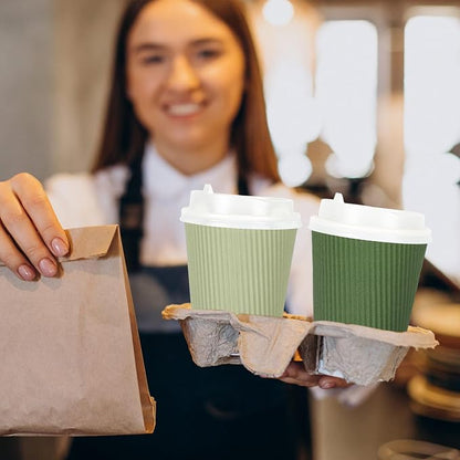 Whaline 100 Pcs Sage Green Disposable Coffee Cups - Image 5