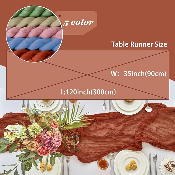 IVAPUPU Fall Terracotta Table Runner 120 Inch - Image 3