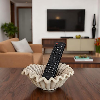 Small Decorative Bowl decor, Scalloped Pedestal Bowls for Modern Home Decor,Ruffle Decor,Stylish Key Bowl for Entry Table,Decorative Fruit Bowl for Kitchen Counter,Artificial Stone Beige