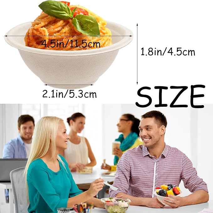 100 Pack Compostable 8 oz Paper Bowls, Small Natural Disposable Paper Bowls | - Image 2