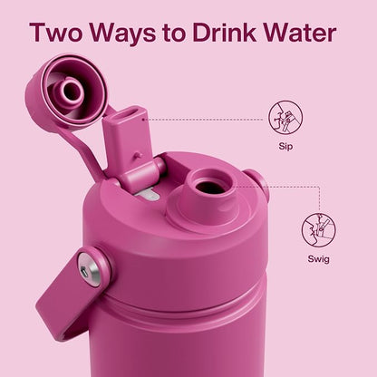 Kids Insulated Water Bottle - 12oz Stainless Steel Water Bottle with Dual Spouts - Image 3