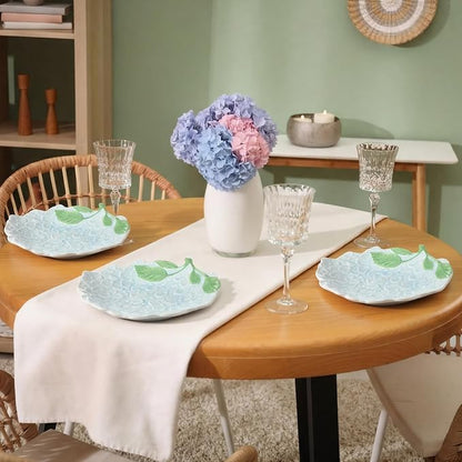 Jinei 8 Inch Hydrangea Ceramic Plates Set of 4, Decorative Dishes - Image 5