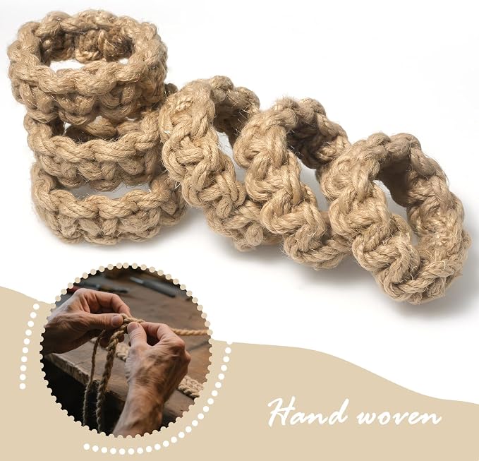 Boho Napkin Rings Set of 6, Handwoven Natural Jute Napkin Rings, Boho Style - Image 6