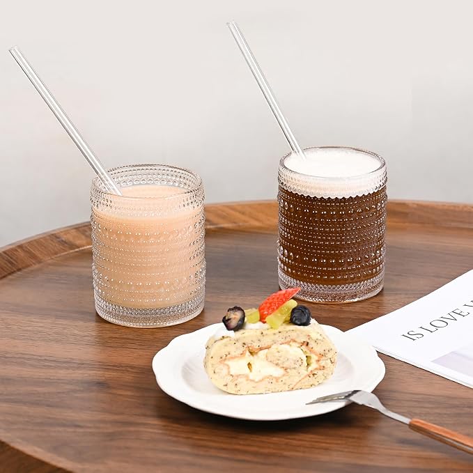 Amyoole Hobnail Drinking Glasses Set of 6, 12oz Bar Tumbler Glassware | Clear - Image 5