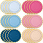 48 Pcs Pink Navy Blue Paper Plates 9 Inch Gradient Scalloped Paper Plates Disposable Dinner Dessert for Birthday Wedding Bridal Party Supplies, 6 Colors