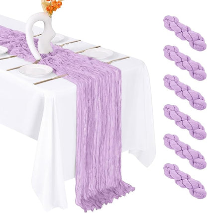 6 Pack Lavender Cheesecloth Table Runner 20 x 120 Inch Gauze Table Runner by Unknown