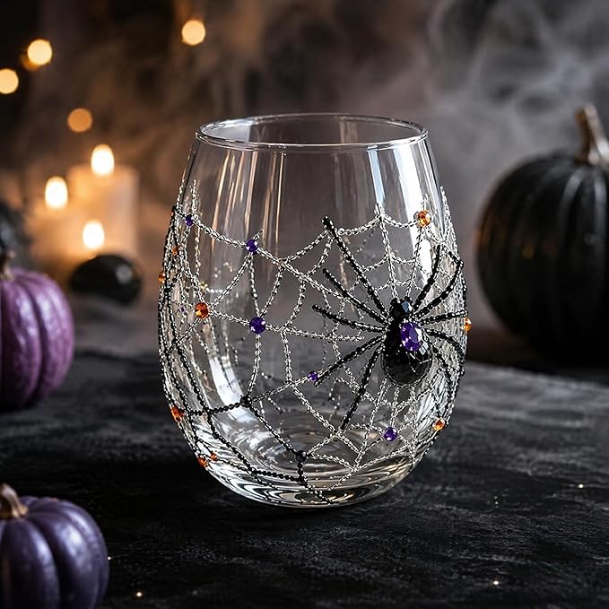 3D Halloween Handmade Glass Cup Embossed Pumpkin Ghost Black Cat | Handmade - Image 2
