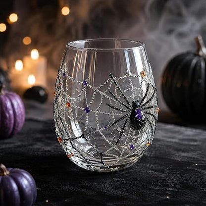 3D Halloween Handmade Glass Cup Embossed Pumpkin Ghost Black Cat | Handmade - Image 2