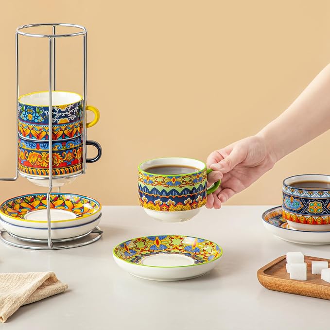 vancasso 8 Oz Bohemian Espresso Cups Set of 4 - Image 5