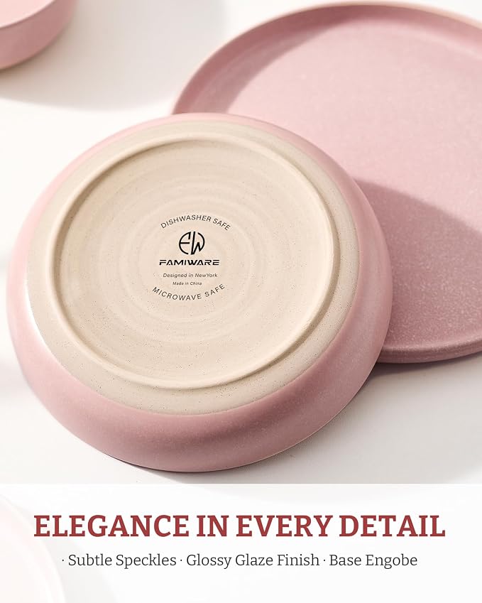 famiware Milkyway 33 oz Pasta Bowls Set of 4, Light Pink | Double Reactive Glaze - Image 5