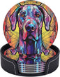 Great Dane Stained Dog Breed Glass Art Leather Drinks Coasters by Novgift