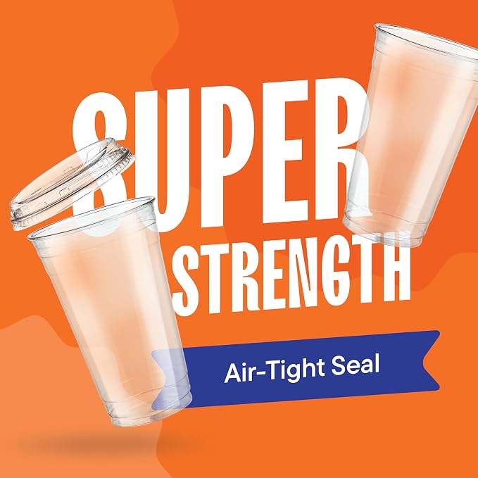 24 oz Clear Plastic Cups with Strawless Sip-Lids PET Crystal Clear Disposable - Image 4