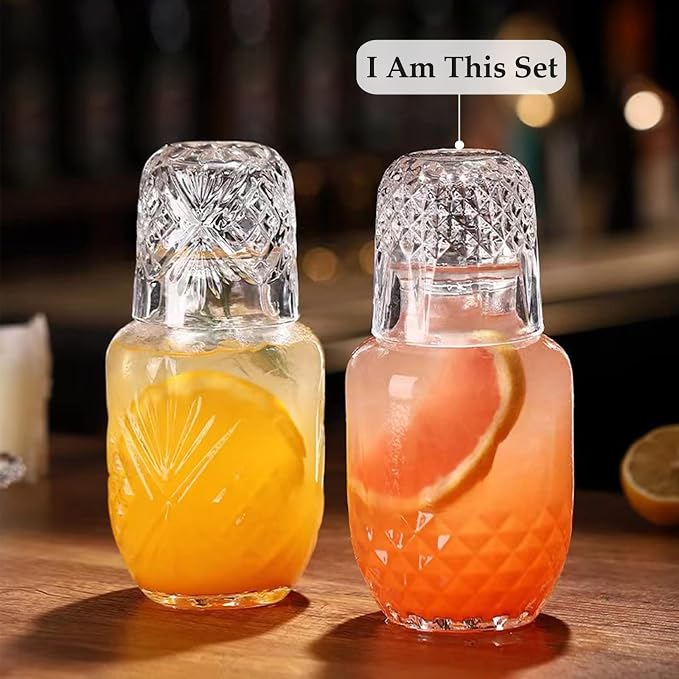 Bedside Water Carafe and Glass Set, Mfacoy 17 OZ Glasses Pitcher & 5 OZ Cup - Image 2