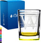 Personalized Square Shot Glasses Yellow Bottom 2oz Engraved Initial and Name Custom Gifts, Weddings, Birthdays, Party, Event, Decorations