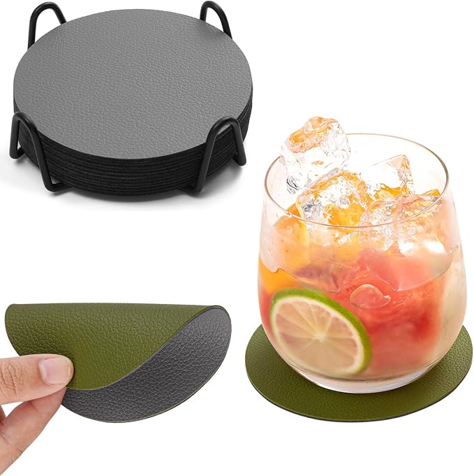 Faux Leather Drink Coasters by Chitomars