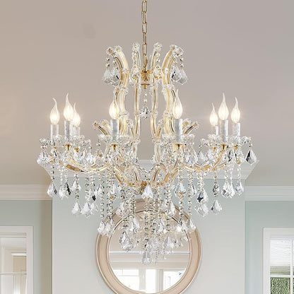 Modern Gold Crystal Chandelier Lighting - Luxury Maria Theresa Chandeliers for Dining Room, Kitchen Island, Living Room, Bedroom, 10 Lights…