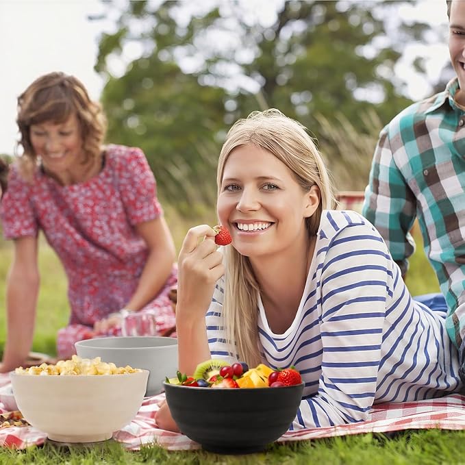 Wheat Straw Bowls Sets of 6, 60oz Large Plastic Bowl Reusable, Unbreakable - Image 8