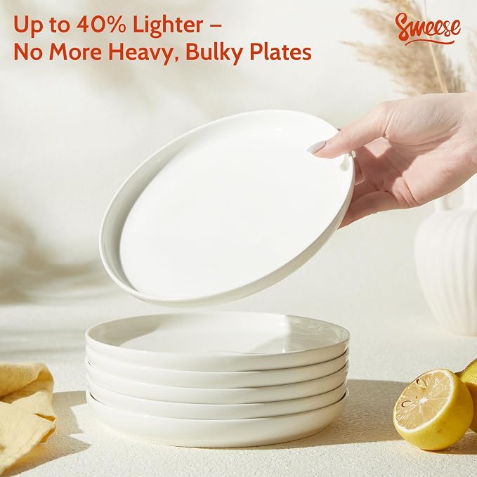 Sweese Porcelain Dessert Plates, 7.4 Inch Lightweight Round Salad Plates Set of - Image 3