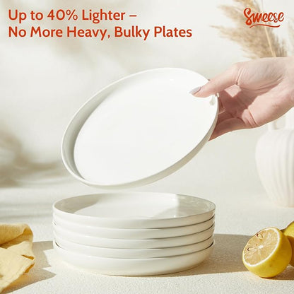 Sweese Porcelain Dessert Plates, 7.4 Inch Lightweight Round Salad Plates Set of - Image 3