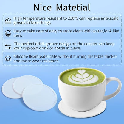 5-Pack White Silicone Coasters, Non-Slip Drink Coasters - Image 4
