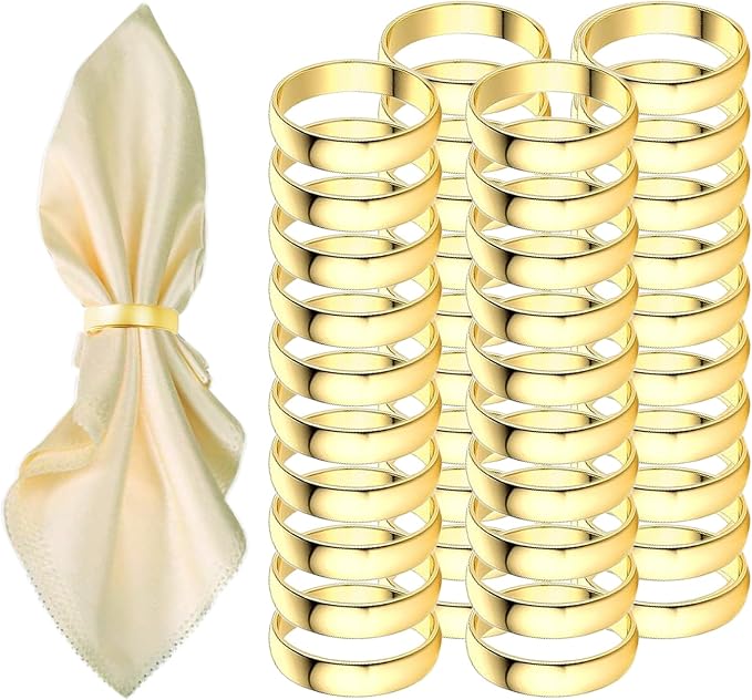 Gold Napkin Rings-40 Pcs Stainless Steel Napkin Rings | Metal Napkin Ring by GERILKAI