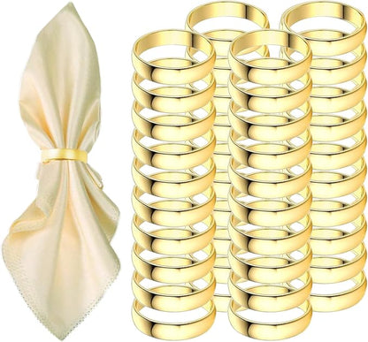 Gold Napkin Rings-40 Pcs Stainless Steel Napkin Rings | Metal Napkin Ring by GERILKAI