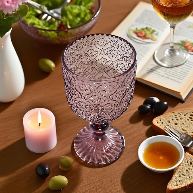 Purple pink Wine Glasses set of 6, 14 oz Purple pink Goblets Glassware - Image 6